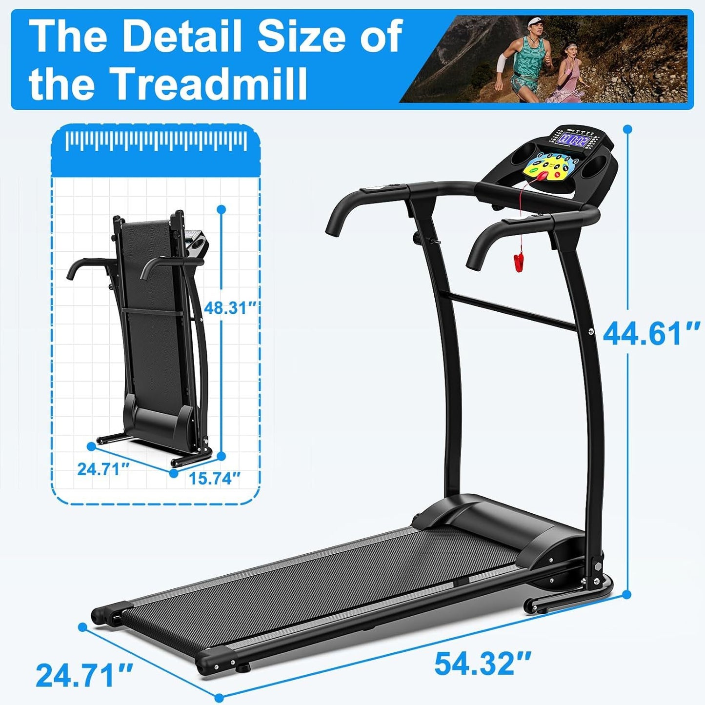 Walking Pad With Handle Bar, Foldable Treadmill 2.5HP Treadmill