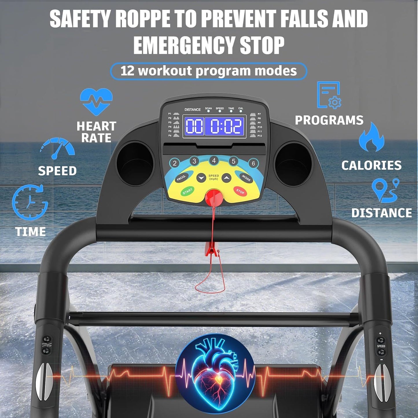 Walking Pad With Handle Bar, Foldable Treadmill 2.5HP Treadmill