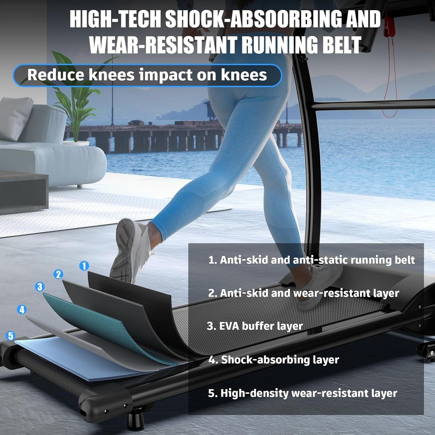 Walking Pad With Handle Bar, Foldable Treadmill 2.5HP Treadmill